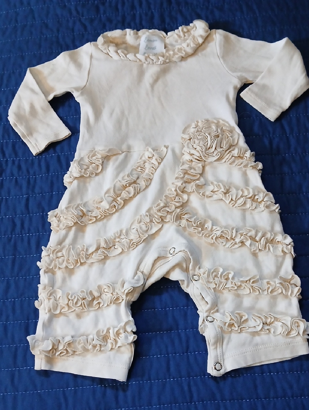 Lemon Loves Layette Cream Ruffle Footed Romper- Perfect For Wedding